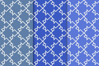 Web, Tekstil ve duvar kağıtları için dikey Dikişsiz desen mavi geometrik dizi