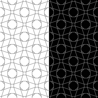 Web, Tekstil ve duvar kağıtları için dikişsiz desen siyah ve beyaz geometrik ayarla