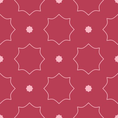 Kırmızı ve soluk pembe geometrik süsleme. Web, Tekstil ve duvar kağıtları için seamless modeli