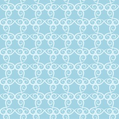 Mavi zemin üzerine beyaz çiçek süsleme. Tekstil ve duvar kağıtları için seamless modeli