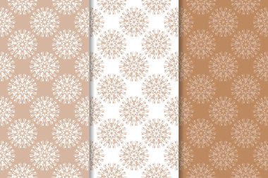 Kahverengi çiçek arka planlar. Tekstil ve duvar kağıtları için dikişsiz desen seti