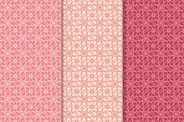 Geometrik süsler kümesi. Web, Tekstil ve duvar kağıtları için kiraz kırmızı Dikişsiz desen