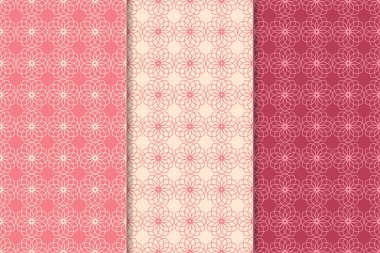 Kiraz kırmızı geometrik yazdırır. Web, Tekstil ve duvar kağıtları için dikey Dikişsiz desen seti