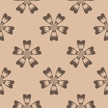 Bej renkli arka plan üzerinde kahverengi çiçek süsleme. Tekstil ve duvar kağıtları için seamless modeli