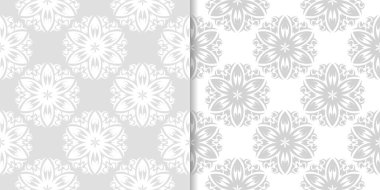 Işık gri çiçek arka planlar. Tekstil ve duvar kağıtları için dikişsiz desen seti