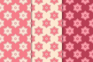 Kiraz kırmızı çiçek desenleri kümesi. Dikey Dikişsiz desen. Duvar kağıdı arka plan