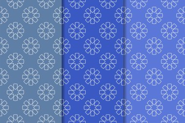 Web, Tekstil ve duvar kağıtları için geometrik Dikişsiz desen mavi seti