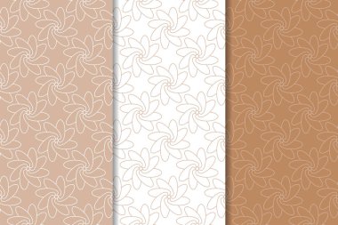 Kahverengi çiçek arka planlar. Tekstil ve duvar kağıtları için dikişsiz desen seti