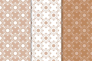 Web, Tekstil ve duvar kağıtları için dikişsiz desen kahverengi ve beyaz geometrik dizi