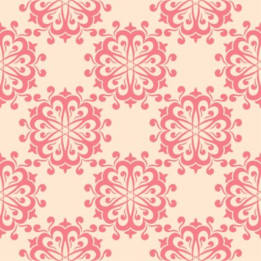 Bej renkli arka plan üzerinde kırmızı çiçek tasarım. Tekstil ve duvar kağıtları için seamless modeli