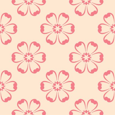 Bej renkli arka plan üzerinde kırmızı çiçek tasarım. Tekstil ve duvar kağıtları için seamless modeli
