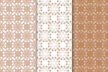 Kahverengi çiçek süsler. Tekstil ve duvar kağıtları için dikey Dikişsiz desen seti