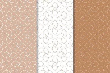 Kahverengi ve beyaz geometrik süsler. Web, Tekstil ve duvar kağıtları için dikişsiz desen seti