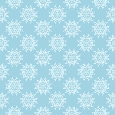 Mavi zemin üzerine beyaz çiçek desenli. Tekstil ve duvar kağıtları için sorunsuz süsleme