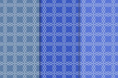 Mavi geometrik süsler. Web, Tekstil ve duvar kağıtları için dikey Dikişsiz desen seti