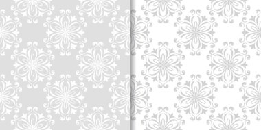 Işık gri çiçek süs tasarımlar. Tekstil ve duvar kağıtları için dikişsiz desen seti
