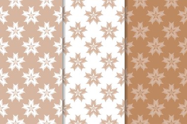 Kahverengi çiçek süsler. Tekstil ve duvar kağıtları için dikey Dikişsiz desen seti