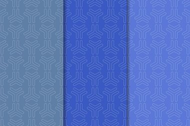 Web, Tekstil ve duvar kağıtları için geometrik Dikişsiz desen mavi seti