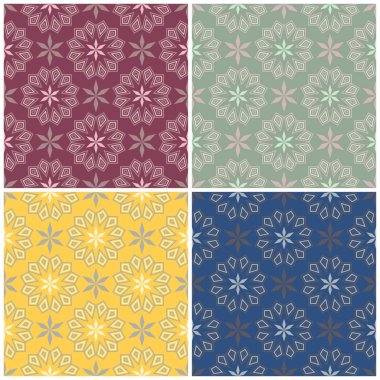 Renkli kesintisiz arka plan duvar kağıtları, Tekstil ve kumaş için geometrik desenlerle set