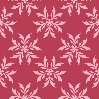 Kırmızı zemin üzerine çiçek süsleme. Tekstil ve duvar kağıtları için seamless modeli