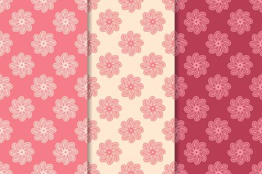 Çiçek süsler kümesi. Kiraz kırmızısı dikey Dikişsiz desen. Duvar kağıdı arka plan