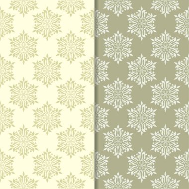 Zeytin yeşili çiçek arka planlar. Tekstil ve duvar kağıtları için dikişsiz desen seti