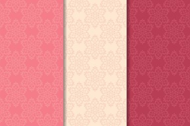 Kiraz kırmızı çiçekli süsler. Dikey Dikişsiz desen seti