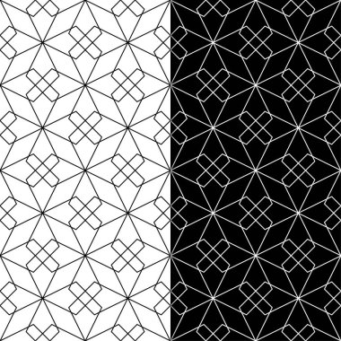 Web, Tekstil ve duvar kağıtları için dikişsiz desen siyah ve beyaz geometrik ayarla