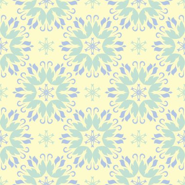 Bej renkli çiçek seamless modeli. Arka plan duvar kağıtları, Tekstil ve kumaş için mavi ve yeşil ışık çiçek öğeleri ile