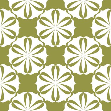 Zeytin yeşil zemin üzerine beyaz çiçek tasarım. Tekstil ve duvar kağıtları için seamless modeli