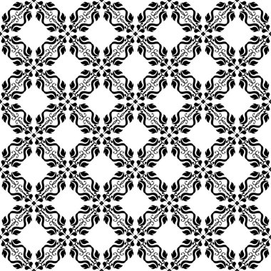 Beyaz arka planda siyah çiçek tasarım. Tekstil ve duvar kağıtları için seamless modeli