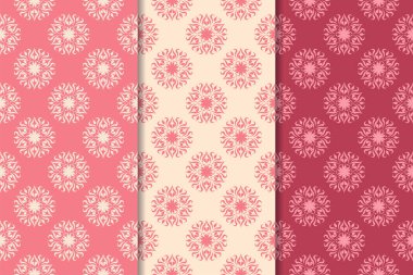 Çiçek süsler kümesi. Kiraz kırmızısı dikey Dikişsiz desen. Duvar kağıdı arka plan