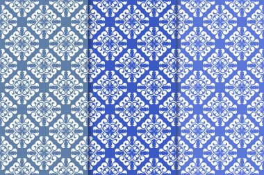 Çiçek süsler kümesi. Mavi dikey Dikişsiz desen. Duvar kağıdı arka plan