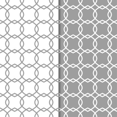 Gri ve beyaz geometrik süsler. Web, Tekstil ve duvar kağıtları için dikişsiz desen seti