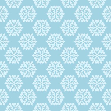 Mavi zemin üzerine beyaz çiçek desenli. Tekstil ve duvar kağıtları için sorunsuz süsleme