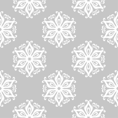 Gri ve beyaz çiçek süsleme. Tekstil ve duvar kağıtları için seamless modeli