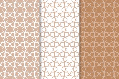 Kahverengi ve bej çiçek arka planlar kümesi. Tekstil ve duvar kağıtları için dikişsiz desen seti