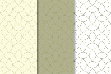 Geometrik süsler kümesi. Zeytin yeşili ve beyaz Dikişsiz desen web, Tekstil ve duvar kağıtları için