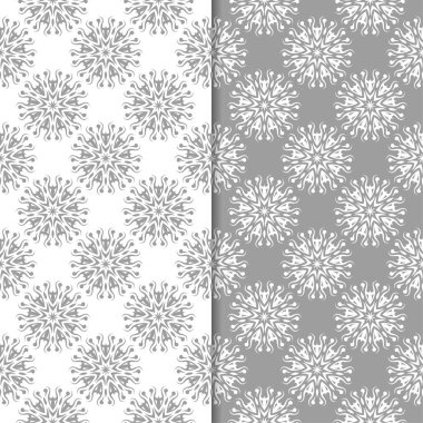 Beyaz ve gri çiçek arka planlar. Tekstil ve duvar kağıtları için dikişsiz desen seti