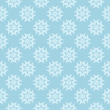 Mavi zemin üzerine beyaz çiçek desenli. Tekstil ve duvar kağıtları için sorunsuz süsleme