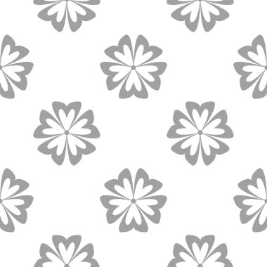Beyaz ışık gri çiçek süsleme. Tekstil ve duvar kağıtları için seamless modeli