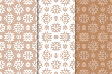 Kahverengi çiçek süsler. Tekstil ve duvar kağıtları için dikey Dikişsiz desen seti