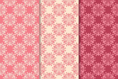 Kiraz kırmızı çiçek desenleri kümesi. Dikey Dikişsiz desen. Duvar kağıdı arka plan