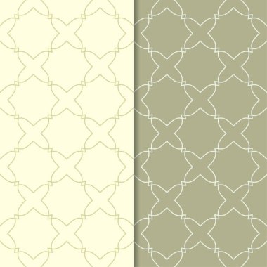 Zeytin yeşili geometrik süsler. Web, Tekstil ve duvar kağıtları için dikişsiz desen seti