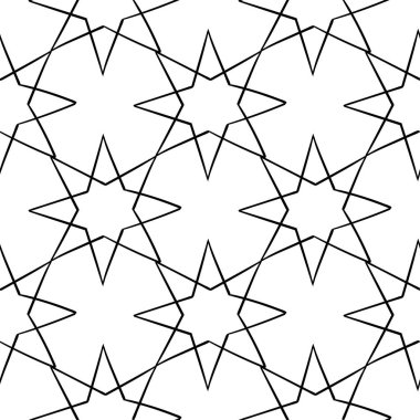 Siyah ve beyaz geometrik süsleme. Web, Tekstil ve duvar kağıtları için seamless modeli