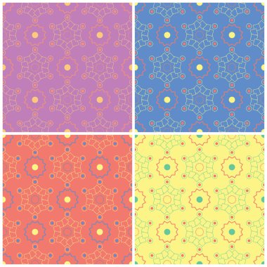 Renkli çiçek sorunsuz arka plan. Duvar kağıtları, Tekstil ve kumaş için geometrik öğelerle parlak kalıplarının ayarla