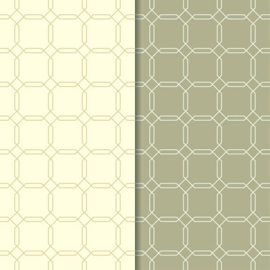 Zeytin yeşili geometrik süsler. Web, Tekstil ve duvar kağıtları için dikişsiz desen seti