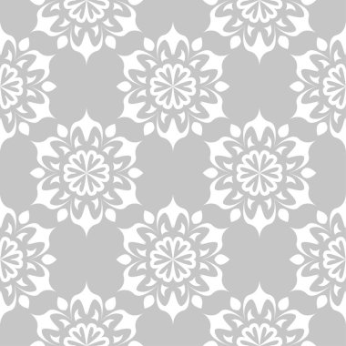 Gri ve beyaz çiçek süsleme. Tekstil ve duvar kağıtları için seamless modeli