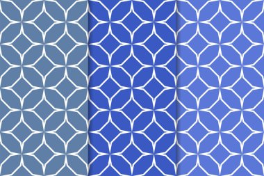 Mavi geometrik süsler. Web, Tekstil ve duvar kağıtları için dikey Dikişsiz desen seti