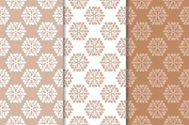 Kahverengi çiçek arka planlar. Tekstil ve duvar kağıtları için dikişsiz desen seti